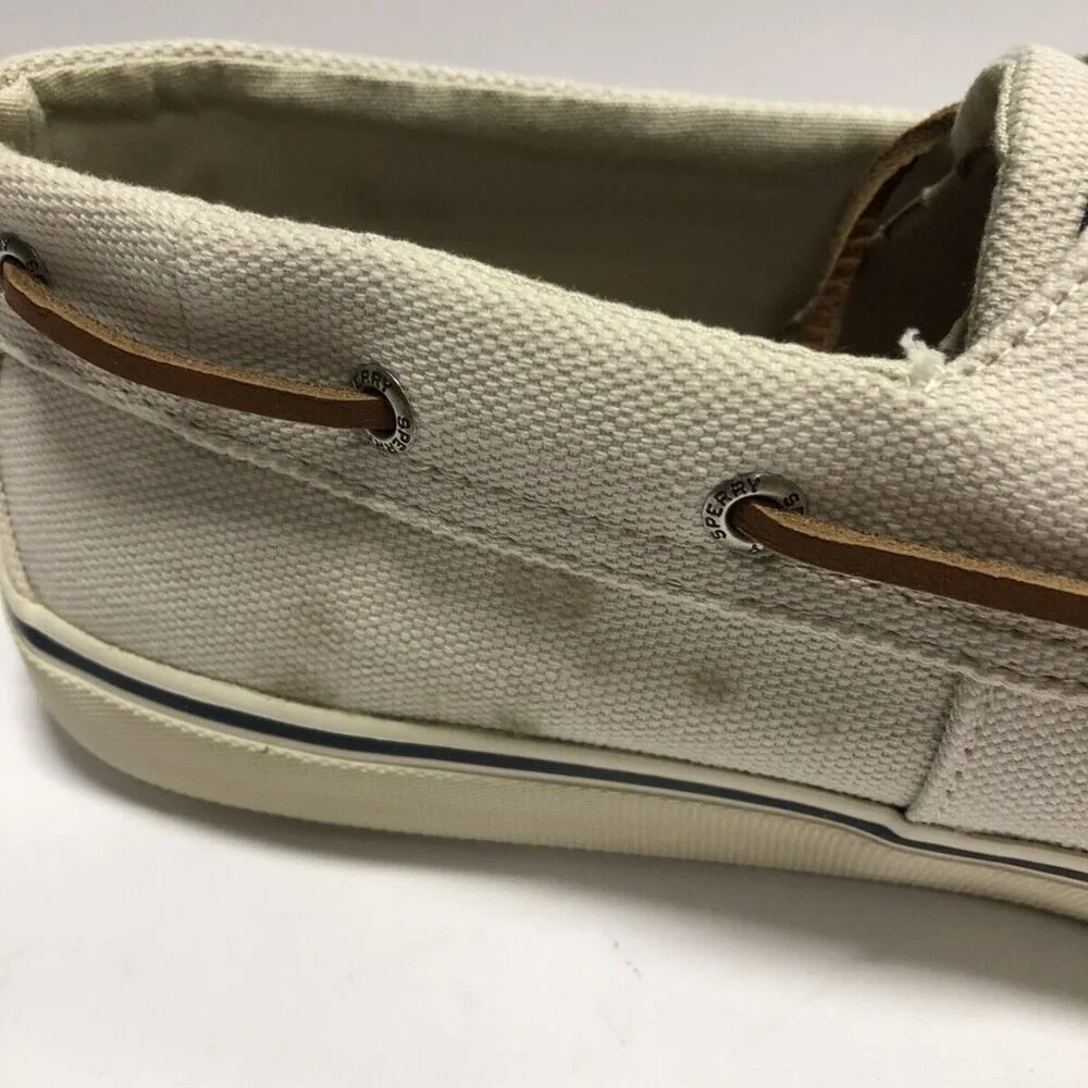 Sperry Men's Bahama II Distressed Boat Shoe Off White Size 13 M